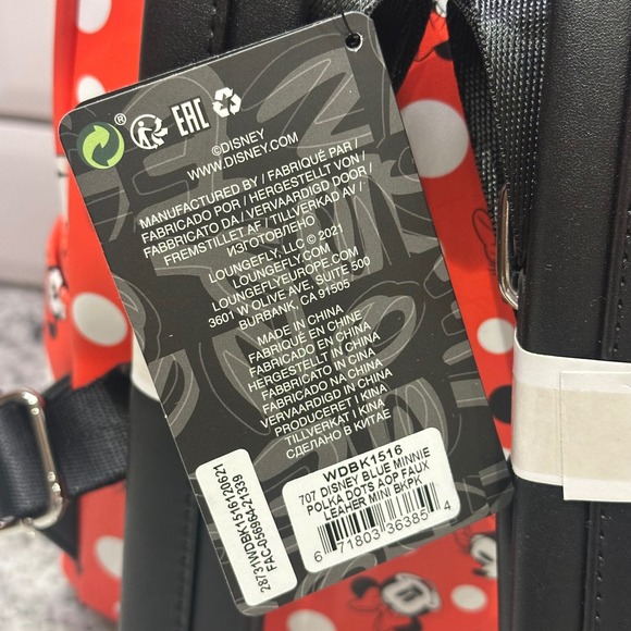 Loungefly Disney Minnie Mouse Polka Dot Red Faux Leather Mini Backpack Park Rare main image 7